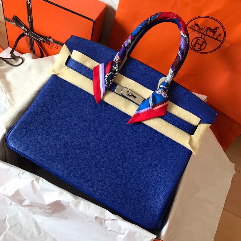 Hermes Birkin 30CM Togo Leather Handbag Deep Blue